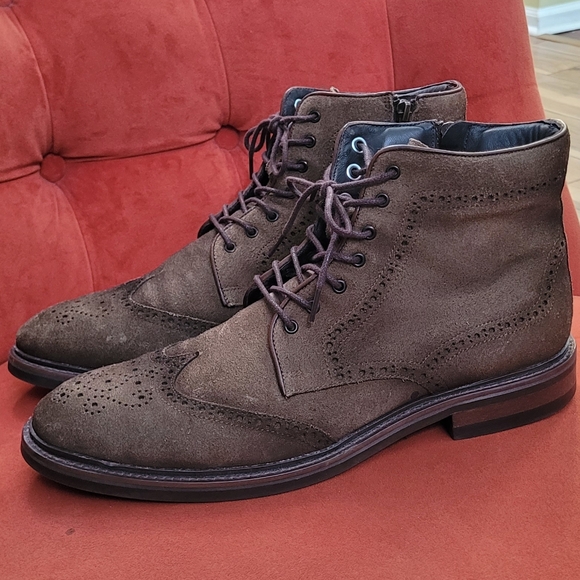 Flag Ltd. Wing Tip Brown Leather Suede Men's Boots Size 11.5 - Picture 8 of 13